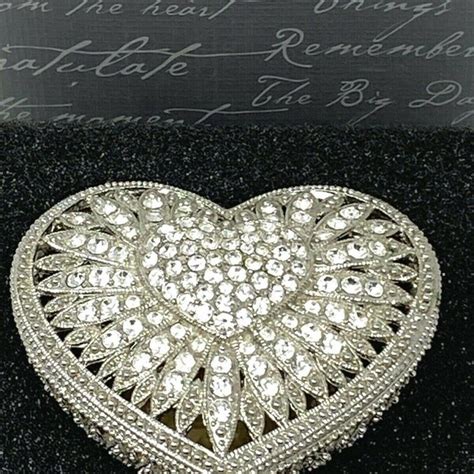 things remembered heart shape metal and rhinestone box|Things Remembered Jewelry Box .